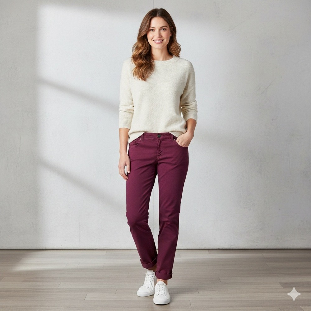 Banana Republic Ryan Fit Burgundy Chino Pants Cropped Ankle -‎ Size 4